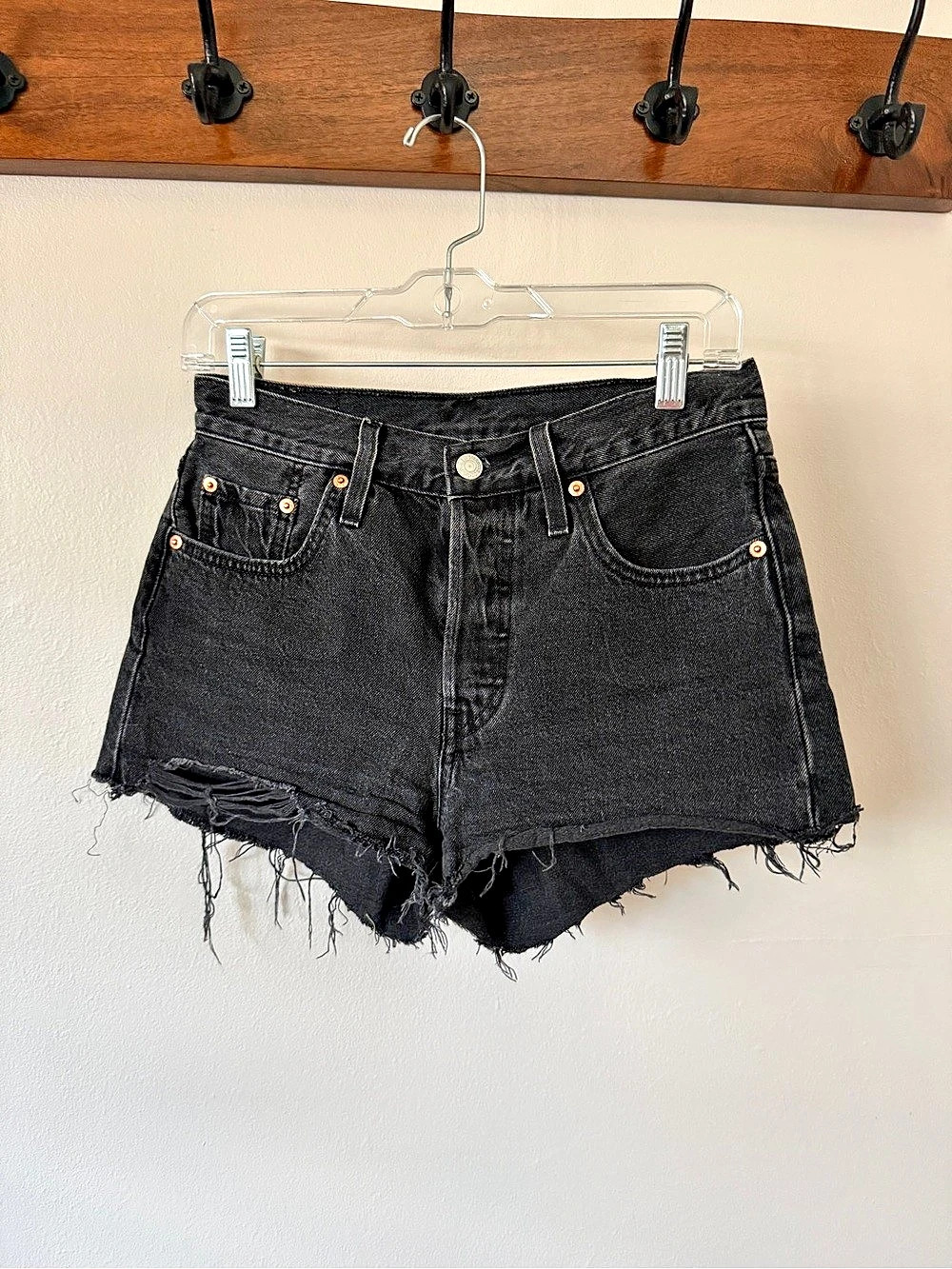 Levi's 501 Original High Rise Shorts Black Waist 25